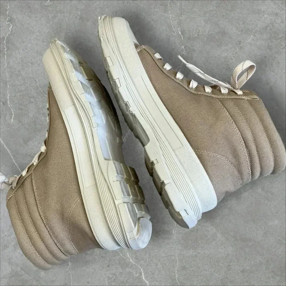 MIA Ace Canvas Lace Up High Top Sneakers Ankle Shoes Women Size 8M Sand Lug Sole - Picture 6 of 15